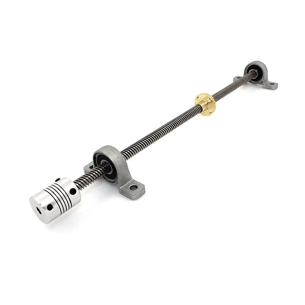 400mm 8mm t8 lead screw set lead screw+ copper nut + coupler + pillow bearing block for 3d printer displayed with components
