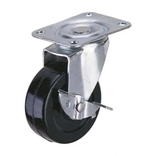 40mm Caster Wheel 44 Lbs - Center Brake Rubber Top Plate