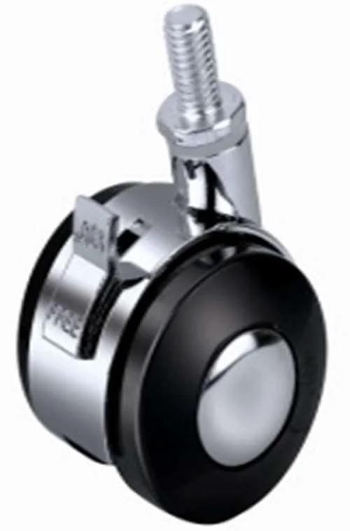 40mm Caster Wheel 55 Lbs - Brake Acrylonitrile Butadiene Styrene (Plastic) M6 Threaded Stem