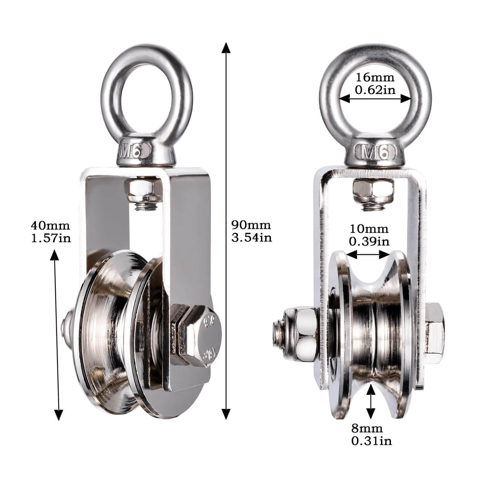 40mm Cable Pulley Wheel, Bearing Inside, Rope Pulley for Pulley System, Gym Equipment, Clothesline and DIY Projects 1Pack showing dimensions