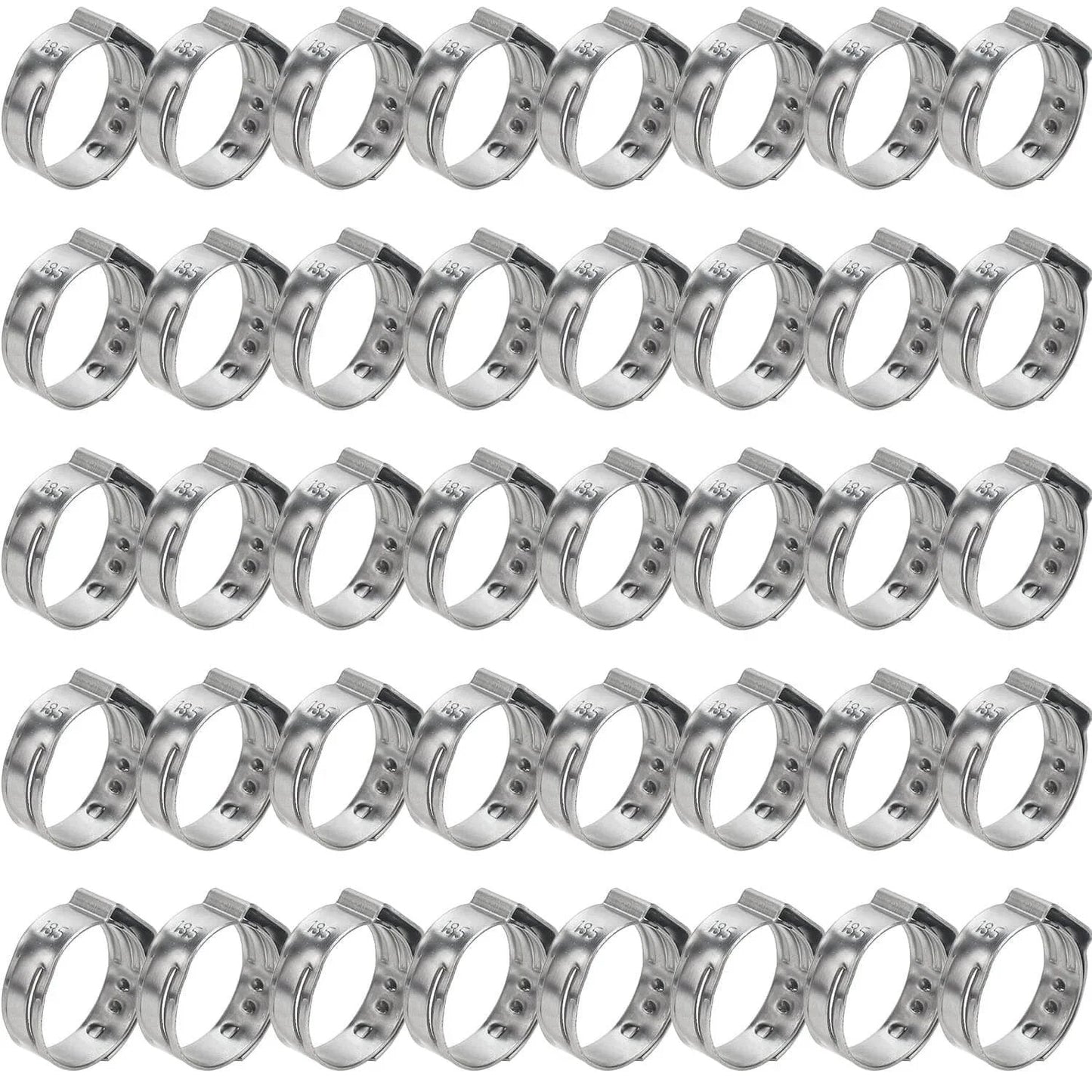 40 Pieces 15.3 To 18.5mm 304 Stainless Steel Single Ear Hose Clamps Set For Automotive Plumbing And Industrial Machinery