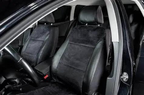 Car interior featuring Double Sided Faux Suede Headliner Fabric Without Foam Backing Cars Trucks SUVs on seat covers