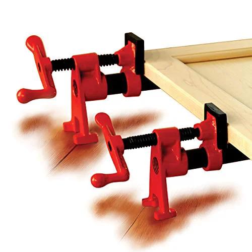 Versatile 3/4 Inch H Style Pipe Clamp for edge gluing displayed on wood, stable dual-axis foot for woodworking projects.