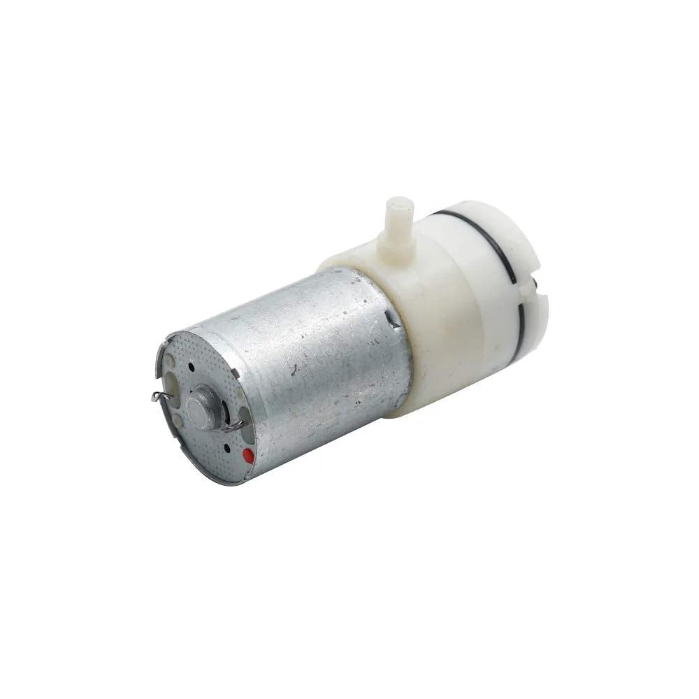 Front view of Set Of Two 6V DC Air Pump Motors Mini Vacuum Pump For Treatment Instruments with 4mm Tube Fittings.
