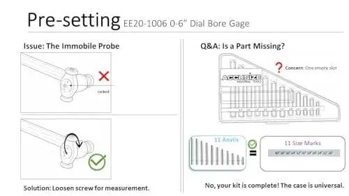 Visual guide for setting Dial Bore Gauge Set For 2 To 6 Inch Range With 0.0001 Inch Graduation And 6 Inch Stem Includes Extension Holder And Case Chrome Plated Handle Insulated Self Centering Grip Pro Grade Accuracy To 0.0003 Inch From Accusize Industrial Tools Ee20 1006