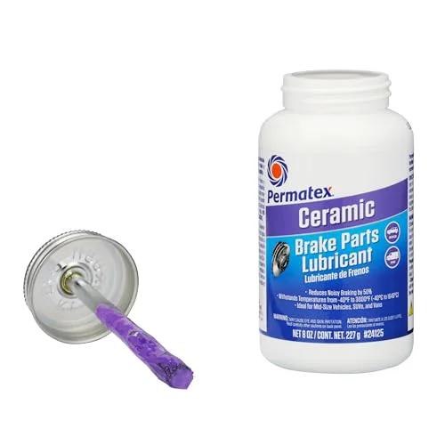 Ceramic Extreme Brake Parts Lubricant For Disc And Drum Systems, 8 Oz From Permatex bottle with applicator view.