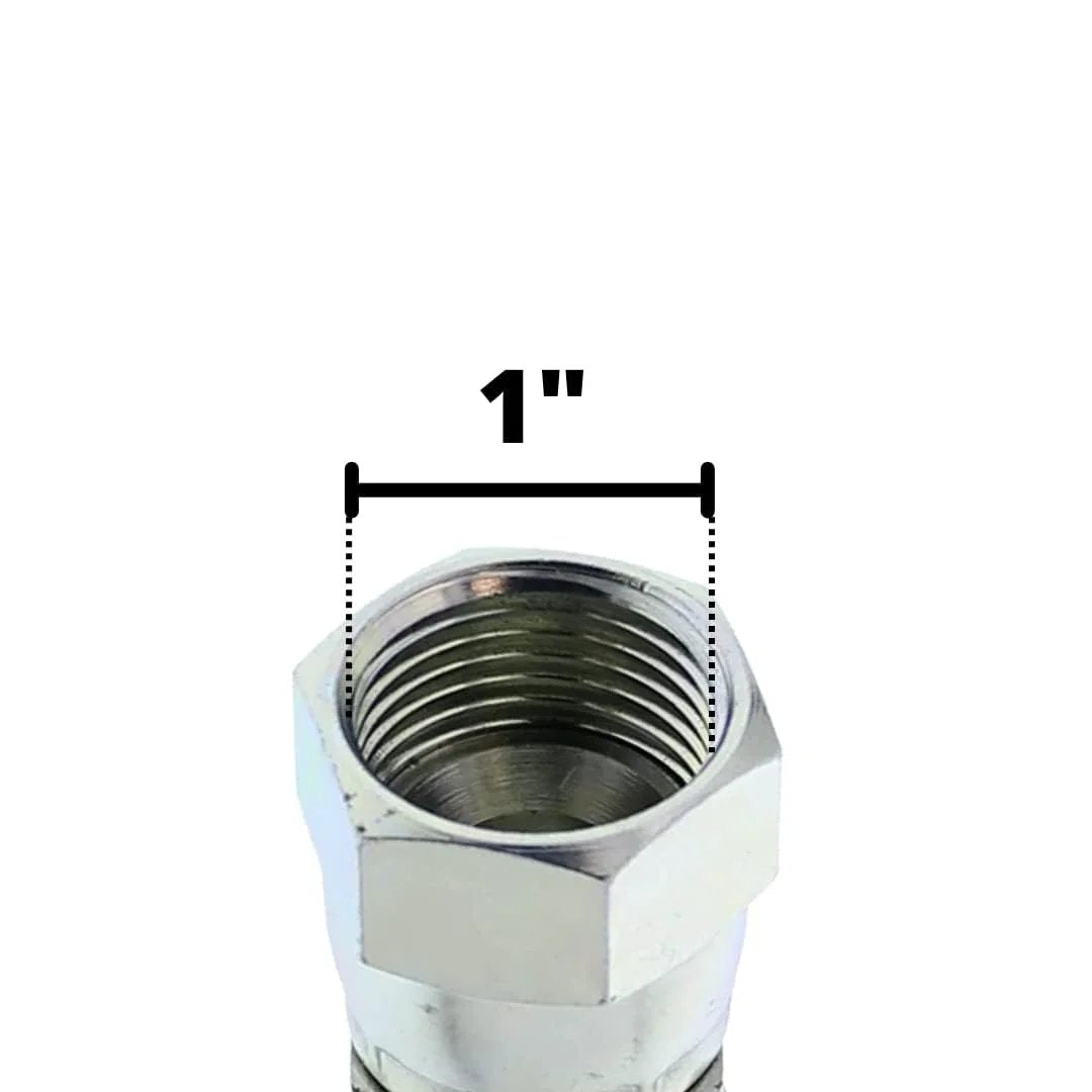 Close-up of 3/4 in ID hose end for Ten Pack Hydraulic Hose End Swivel Crimp Fitting JIC Thirty Seven Degree Female