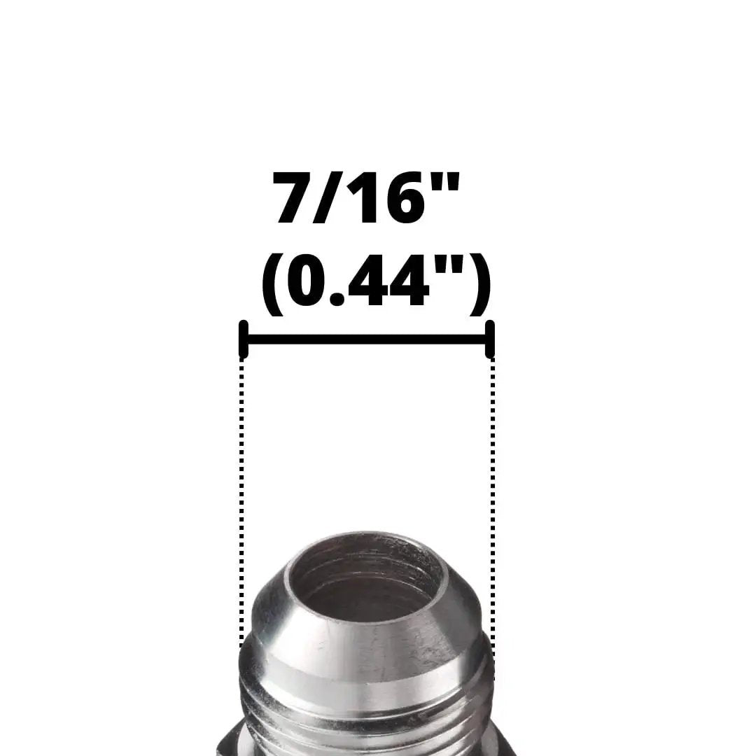 Close-up of One Quarter Inch JIC Male and Six SAE ORB Male Corner Elbow Hydraulic Adapters with size measurement.