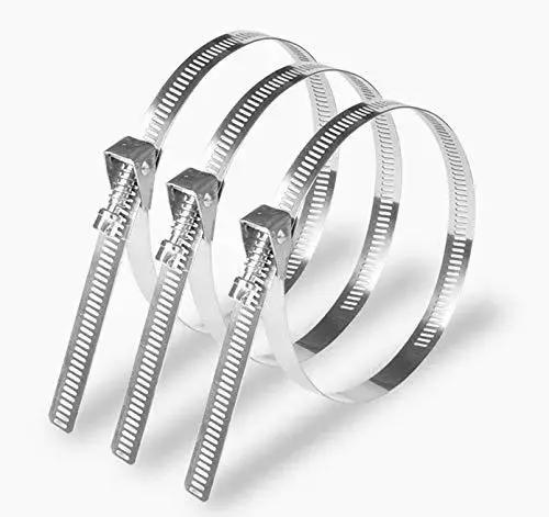 Beefy Heavy Duty Half Inch By Twenty Four Inch Stainless Steel Hose Clamps 25 Pack with Live Buckle, ideal for plumbing and automotive use.