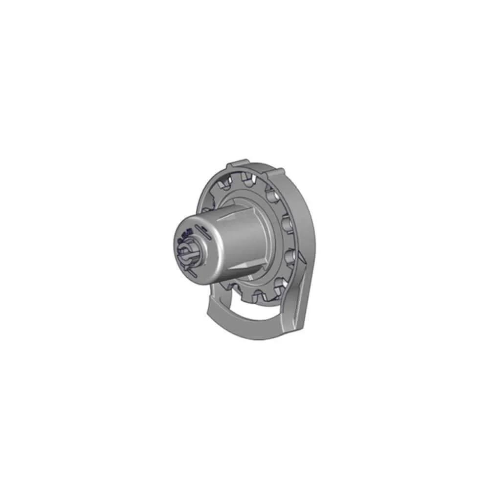 Close-up of an R8 Roller Shade Clutch for 1 1/4" Tube - White, designed for shade control with a 1-1/4 inch tube fitting.