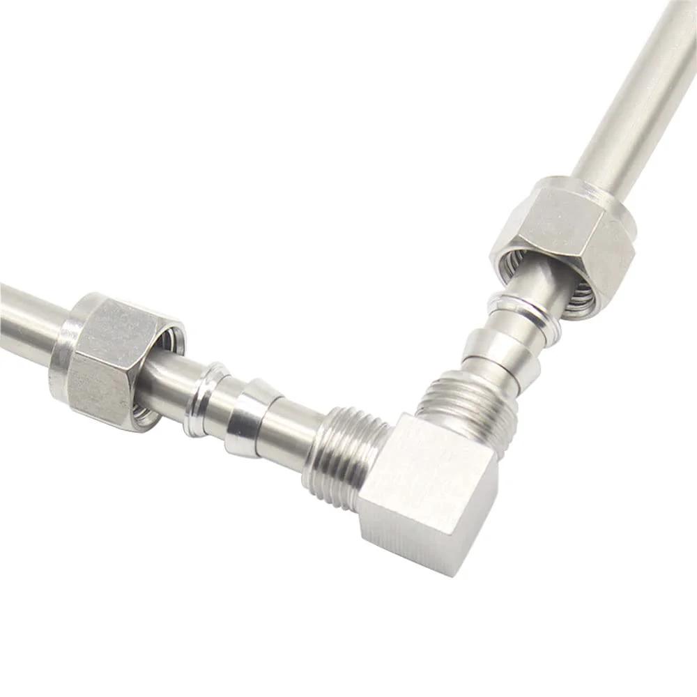 Heavy Duty 304 Stainless Steel Compression Tube Fitting 90 Degree Elbow For Tubing To Pipe Three Eighths Inch OD X Three Eighths Inch OD Twin Ferrule Leakproof High Pressure Seal Pysrych