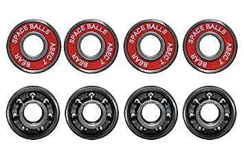 Red and black Spaceballs 8mm Bearings Set Of 8 With Built In Spacers And Speed Rings For Smooth Durable Performance At Half The Ceramic Cost