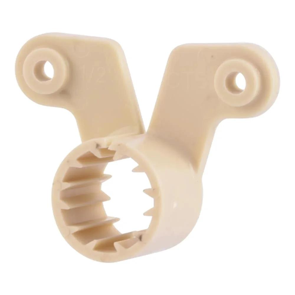 Front view of 1/2 Inch Suspension Clamp For Pipe Support, 10 Pack, Wall Mount Hanger For PEX Copper CPVC Tubing, CTS Plumbing Overhead Install.