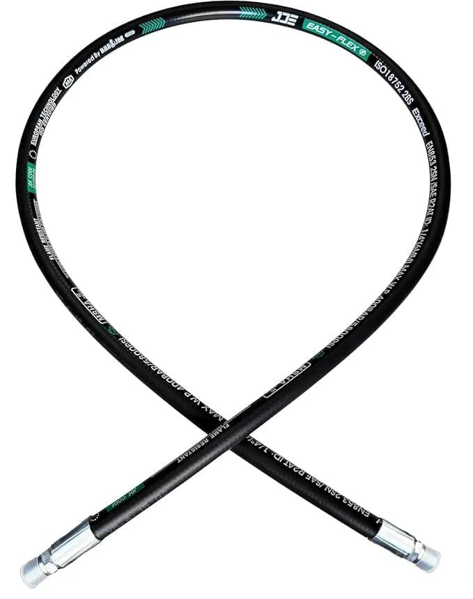 One Quarter Inch Hydraulic Hose Assembly With Male NPT Ends, 5800 PSI Rating, 12 Inch Length, Black, Rugged All Weather Outer Layer