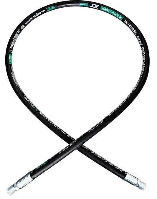 One Quarter Inch Hydraulic Hose Assembly With Male NPT Ends, 5800 PSI Rating, 12 Inch Length, Black, Rugged All Weather Outer Layer