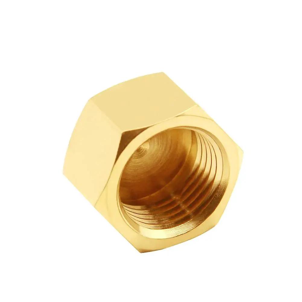 Four Pack Brass One Half Inch NPT Outer Hex Pipe End Caps With Female Threads Heavy Duty Forged Brass Plugs For Water Oil Gas Lines