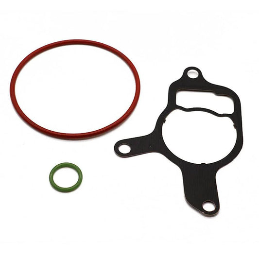 Vacuum Pump Rebuild Seal Kit For VW And Audi 2.5L 07K145100C Fits Jetta Beetle New Beetle Golf Rabbit Passat And Other Models Engine Codes CBUA CBTA CEPA CEPB BPS BPR BGQ Interchange 07K145215A 07K145100H displaying red and green seals with black gasket