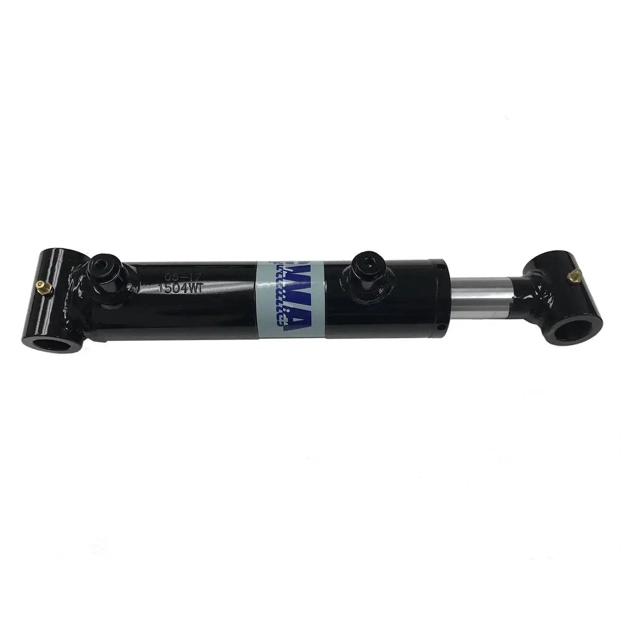 Side view of Weld Cross Tube Hydraulic Cylinder Bore 1.5 Inch Stroke 4 Inch SAE 4 Port showing rugged metal construction.