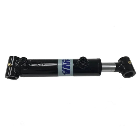 Side view of Weld Cross Tube Hydraulic Cylinder Bore 1.5 Inch Stroke 4 Inch SAE 4 Port showing rugged metal construction.