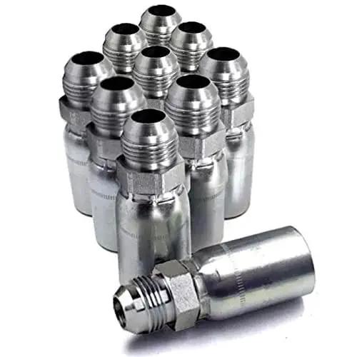10-Pack Three Eighths Inch Hose To Three Eighths Inch JIC Thirty Seven Degree Male Hydraulic Crimp Fittings MJ-06-06