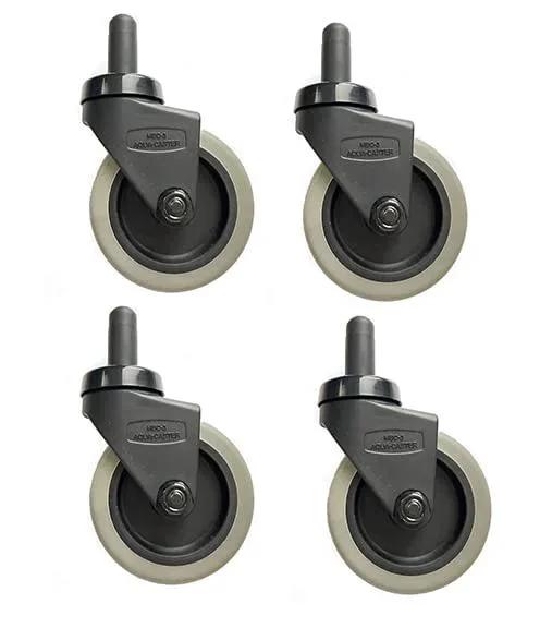 Replacement Casters For WaveBrake Mop Buckets 3 Inch Non Marking TPR Rubber Wheels Set Of 4 shown from top view