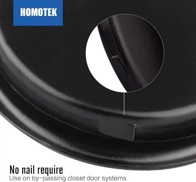 Close-up of 8 Pack Black Closet Door Finger Pulls 1-3/4 Inch Diameter Opening Fits 3/8 Inch Depth Easy Snap In Installation feature