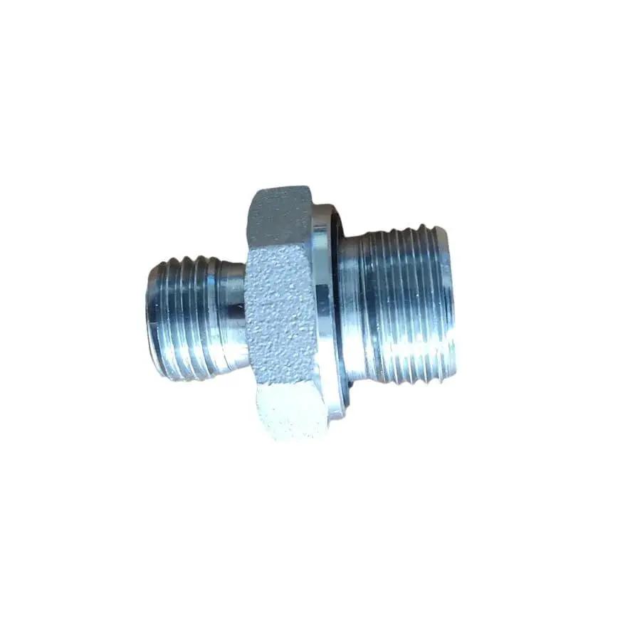 Heavy Duty Hydraulic Hose Fitting Adapters for Excavator Built Tough, 2Pcs 14H to 18ED Threaded Pipe Connector, side view