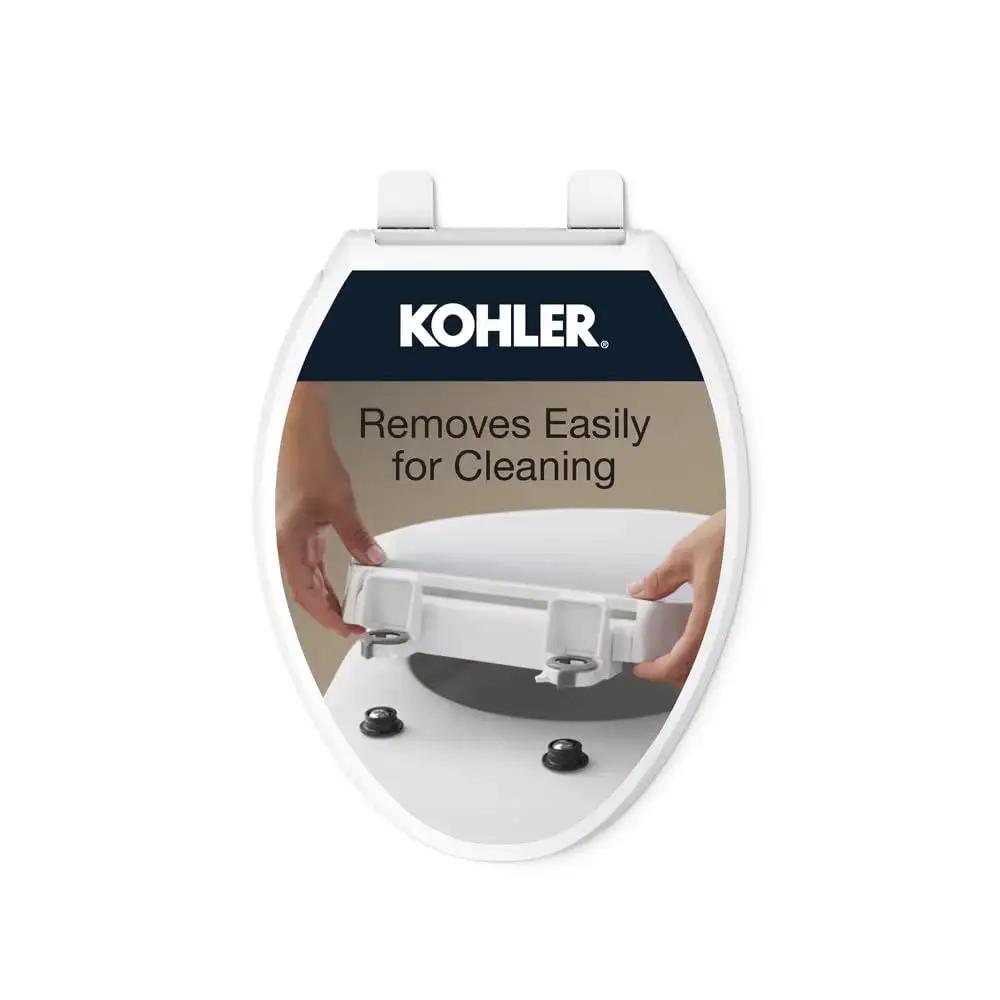 Cachet ReadyLatch Elongated Toilet Seat With Soft Close Lid And Easy Install image showing removal for cleaning