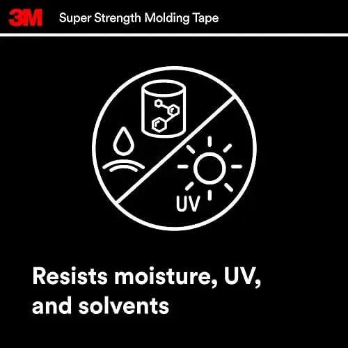 Image showing Super-Strength Molding Tape resistances to moisture, UV, and solvents. High-strength double-sided automotive adhesive.