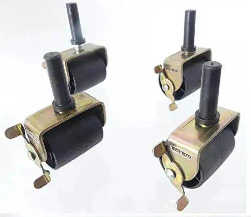 Locking Bed Casters Four Piece Set With Brakes For Metal Bed Frames, Stem Mounted Swivel Rollers With Locking Mechanism on display