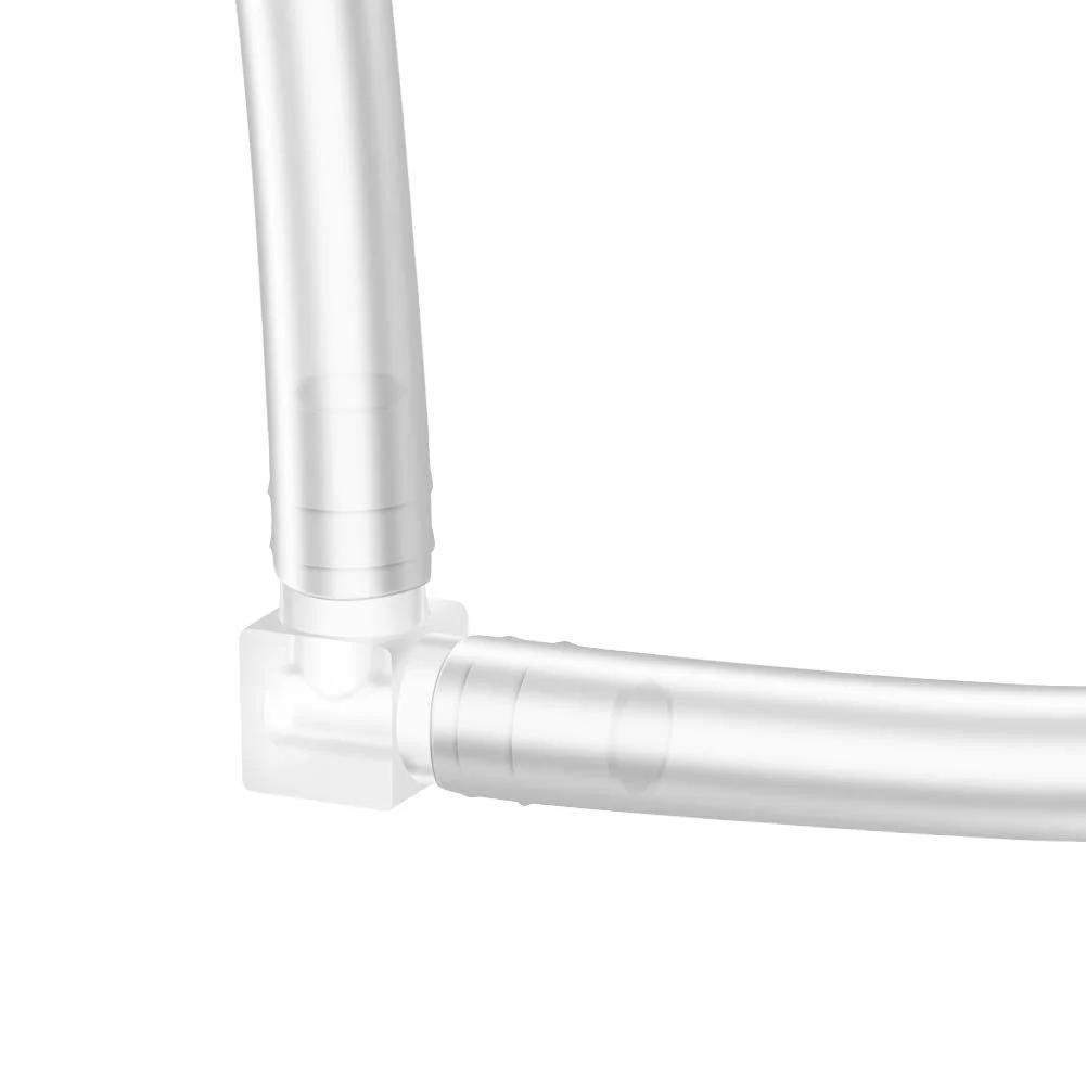 Three Eighths Inch Hose Barb 90 Degree Elbow L Fitting Plastic Two Way Equal Barbed Joint Splicer Mender Union Adapter Hose Fitting Pack Of Five For General Purpose Tubing, close-up view showing two connected tubes at a right angle.