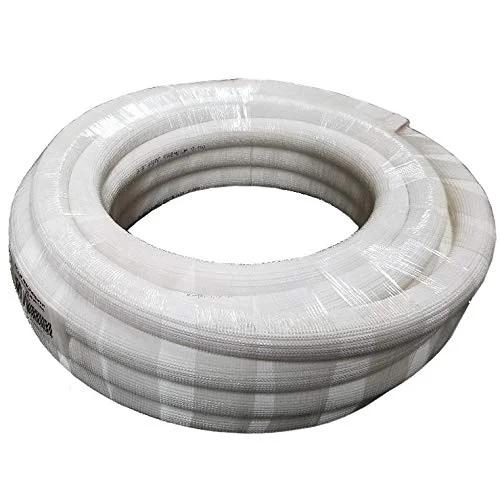 Quarter Inch Insulated Copper Coil Line For HVAC And Refrigeration, Seamless Copper Tube With Half Inch White Insulation, 25 Feet Long