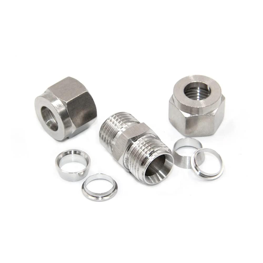 304 Stainless Steel Compression Tube Fitting Union With Double Ferrules Three Eighths Inch Outer Diameter To Three Eighths Inch Outer Diameter Pack Of Two For Easy Pipe Connection And Quick Disconnect