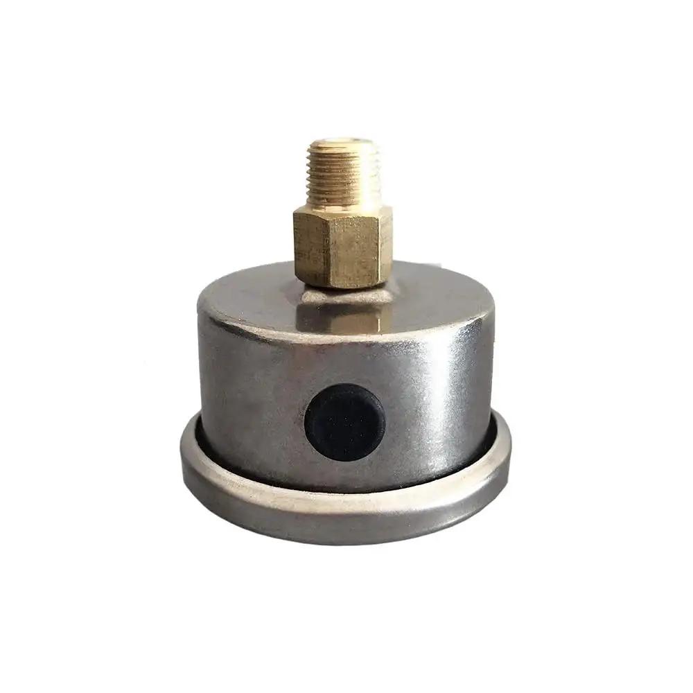 Universal Manual Inline Fuel Pressure Regulator Gauge Liquid Filled Adjustable Zero To One Hundred PSI steel case side view