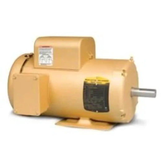 Premium Efficient Single-Unit 5 HP 1-Phase AC Motor, 184T Frame, TEFC Enclosure, side view showing casing and label details