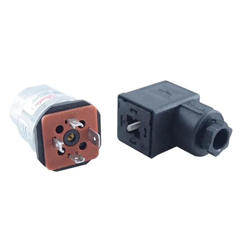 Back view of an industrial pressure transmitter with 4 to 20 mA output for HVAC hydraulics and industrial automation systems in stainless steel construction
