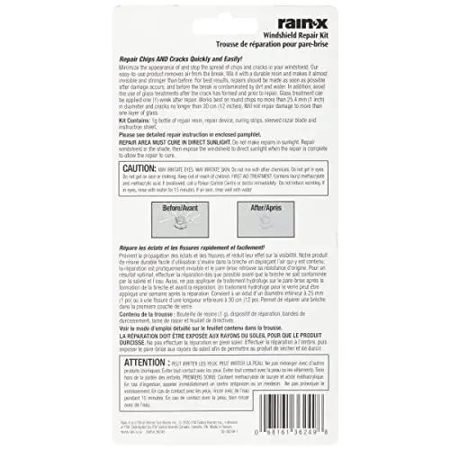 Back of Windshield Repair Kit From Rain X for Chips Cracks Bulls Eyes Stars And Laminated Glass With Advanced Resin Formula