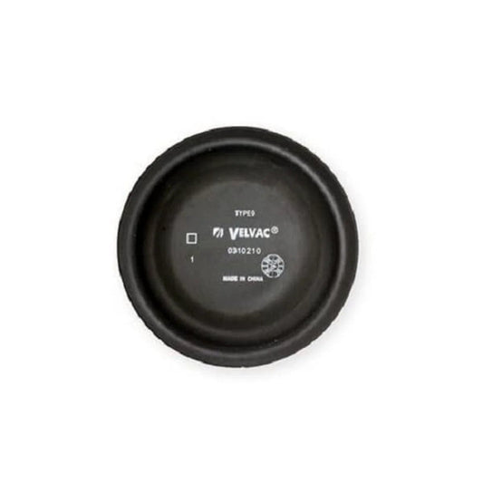 Top view of Velvac Heavy Duty Air Brake Diaphragm Type 30 8 Inch Diameter Gas And Oil Resistant Rubber Neoprene Blend with markings