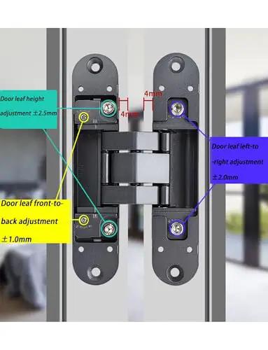Adjustable 180 Degree No-Squeak Silent Concealed Hinge For Wooden And Folding Doors Invisible Cross Hinge With Multi-Directional Adjustment For A Clean Seamless Look 1 Pack Silver 110x30mm 4.3x1.2 installed on door frame