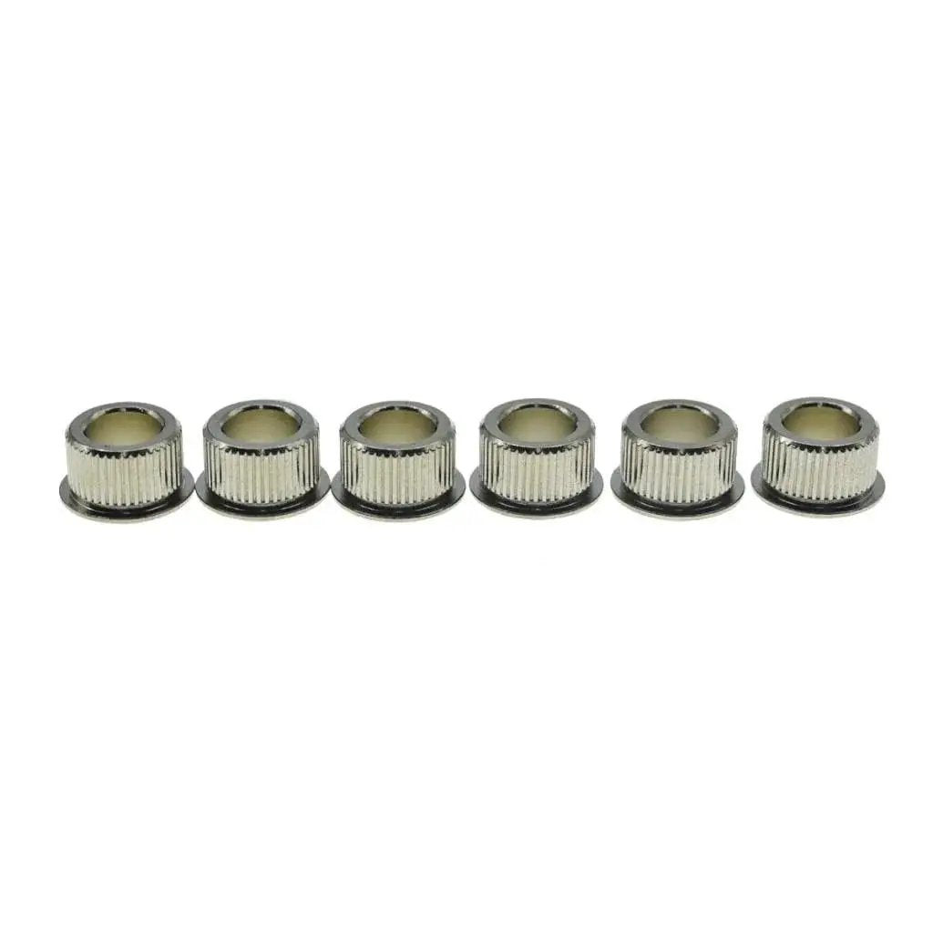 Set of six Brass Guitar Tuner Conversion Bushings For Vintage To Modern Guitars With Outer Diameter Ten Point Two Millimeters Nickel Finish