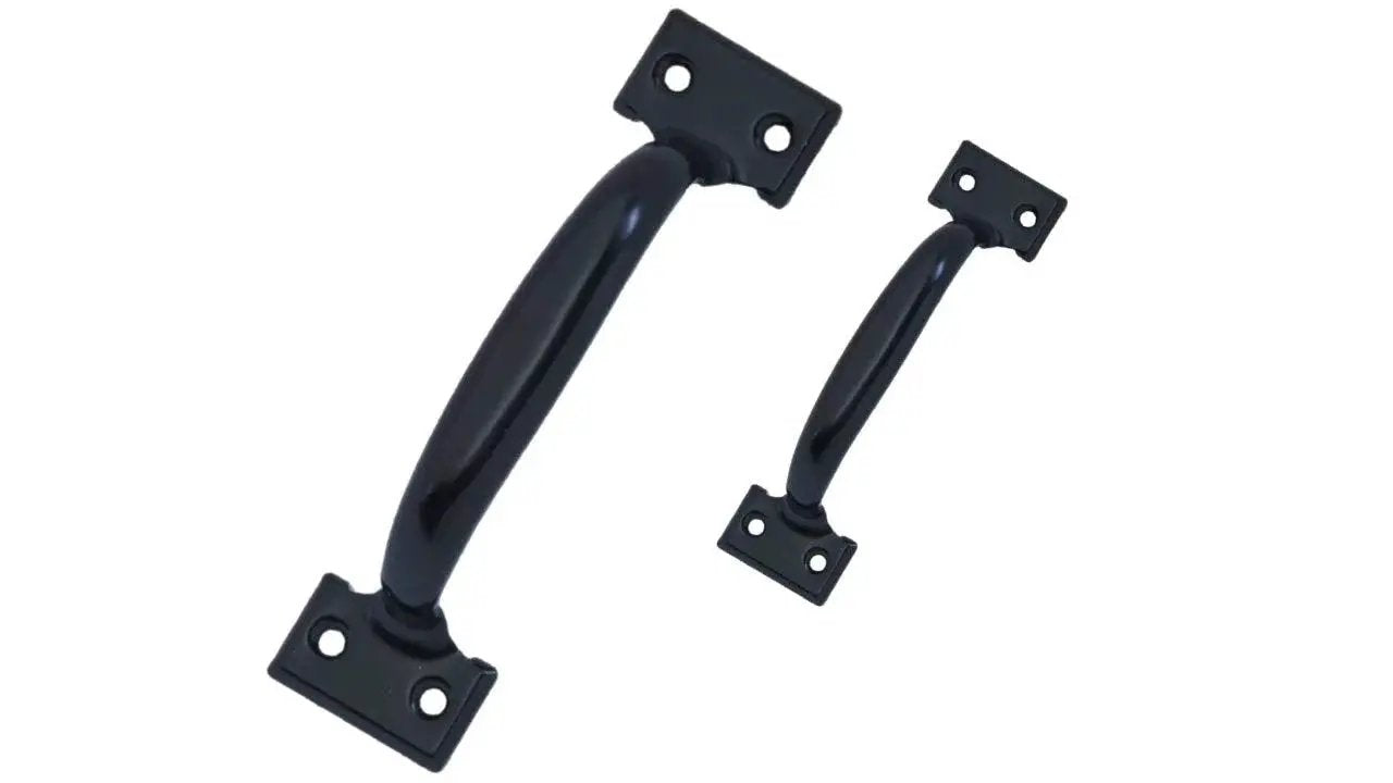 Door Pull Six And A Half Inch Steel Black Coated Surface Mount Two Pack With Mounting Hardware for Barn Garage Screen Doors Fence Gates