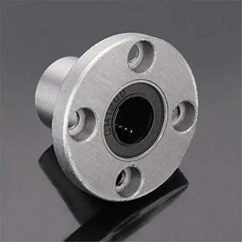 Flange Bearing Linear Ball Bearing LMF6UU Shaft Bushing for CNC Machines and 3D Printers, metal round flange top view.