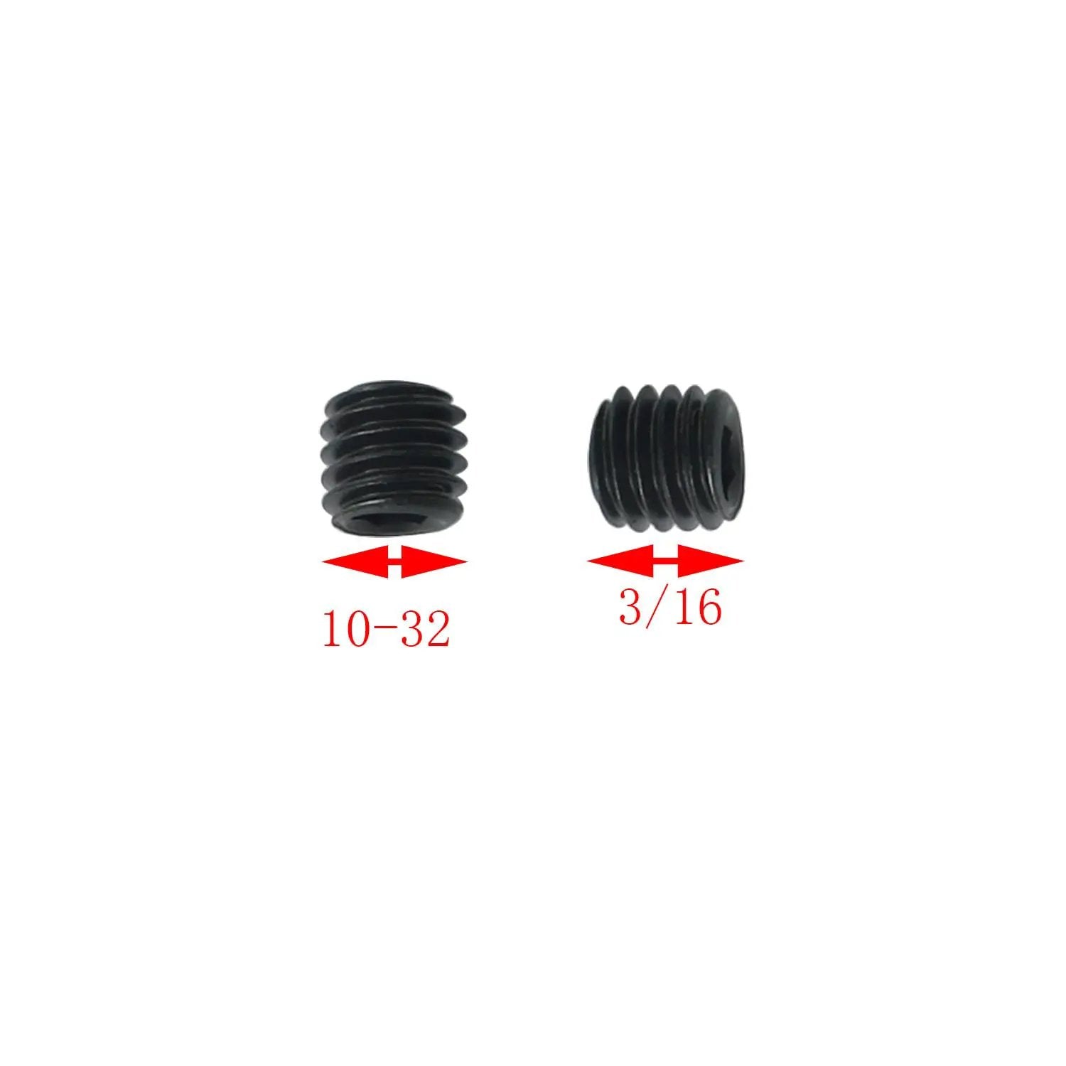 Close-up of 25-Piece Stainless Steel Socket Set Screw Kit With Allen Head Cup Point Black Oxide Finish 10-32 x 3/16 Inch Includes Hex Key Wrench