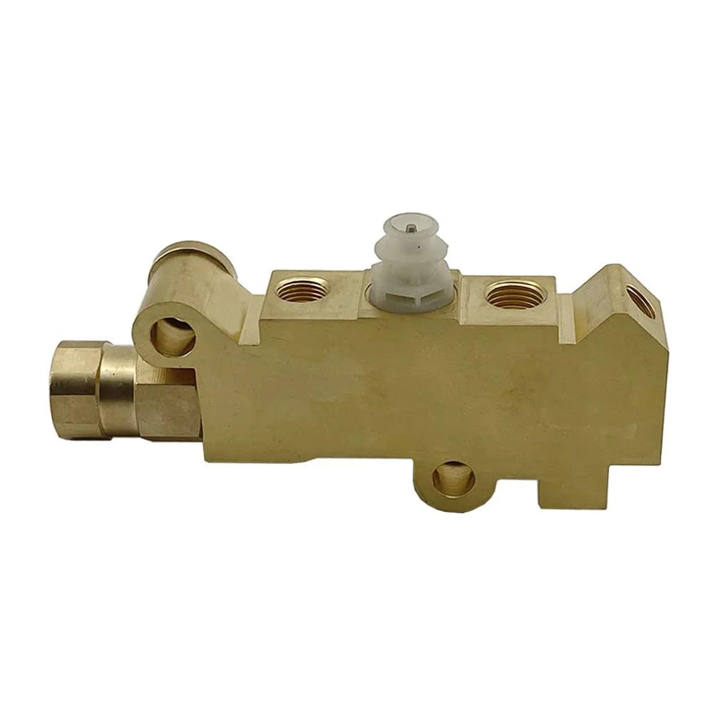 Side view of brass PV4 Brake Proportioning Valve For Disc And Disc Brake Systems, designed for classic trucks and muscle cars.