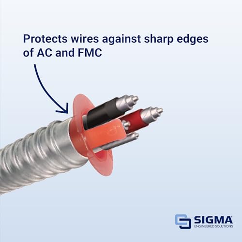 Image showing ProConnex Size Zero AC And FMC Anti Short Bushings 35 Pack For 14 2 14 3 And 12 2 Aluminum Or Steel Conduit Five Sixteenth Inch Flex Conduit Protection Plastic Construction Easy Install And Wires Safe From Sharp Edges installed on a metal conduit.