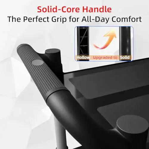 Solid-core handle of Three Tier Rolling Service Cart With Tangle Free Swivel Wheels And Two Brakes Heavy Duty 450 Lb Capacity