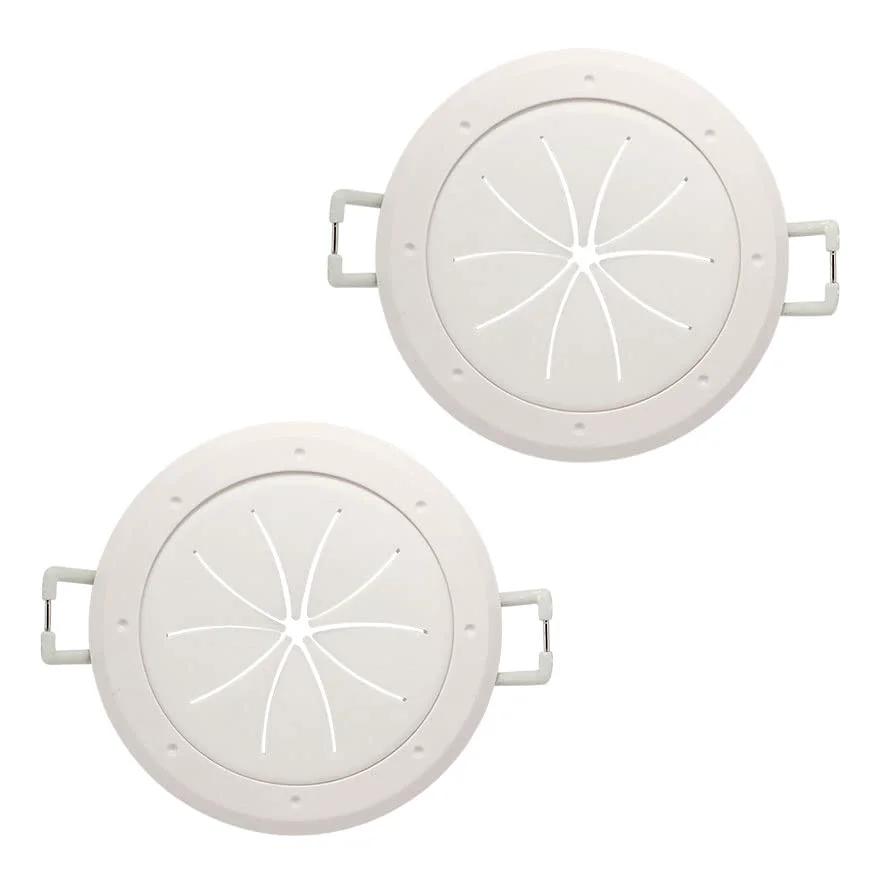 White Two Inch Cable Pass Through Port Pair With Spring-Lock, Durable Plastic Rubber Construction For Clean Cable Management