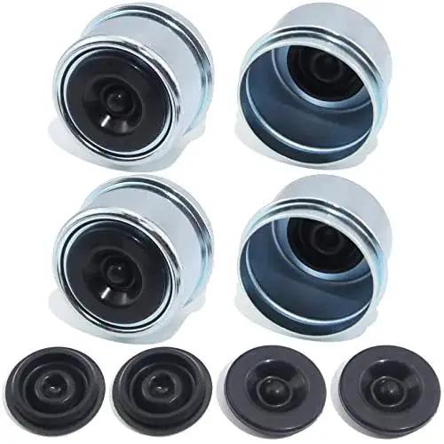 Trailer Hub Dust Cap Set 4 Pack 1.98 Inch Heavy Duty Spindle Bearing Grease Cap Covers With Extra Rubber Plugs For 2000 To 3500 Lb Boat Trailers Dexter EZ Lube Axles RV Camper And Trailer