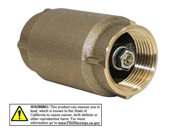No-Lead Brass In-Line Check Valve For Irrigation And Well Systems, 1-1/4 Inch Female NPT, IAMPO Certified, Merrill 700 Series