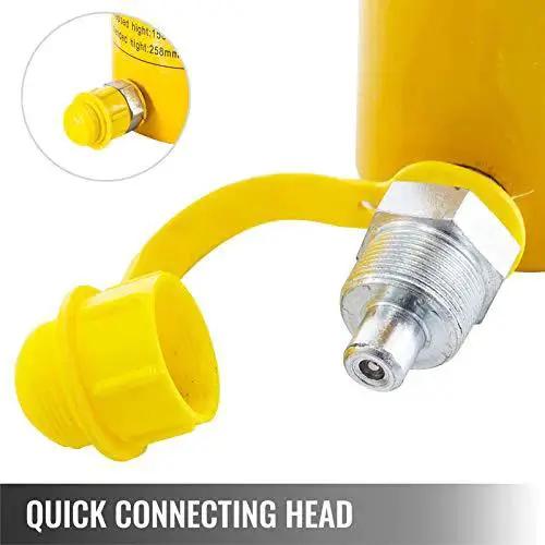 Close-up view of quick connecting head on a 50T Hydraulic Cylinder Jack with 6 Inch Stroke for bending and lifting on trucks.
